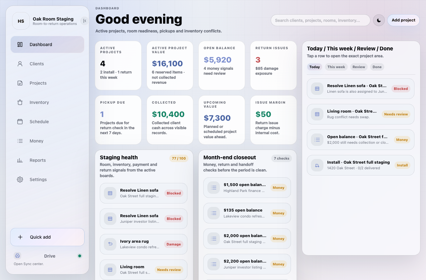 Owmii Home Staging dashboard preview